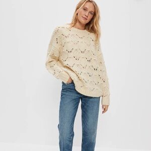 American Eagle AE Oversized Pointelle Sweater wool blend womens medium
